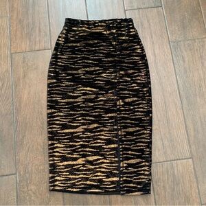 Nasty Gal Tiger Print Stretch Pencil Skirt with Slit size 4 Indie Sleaze Glam